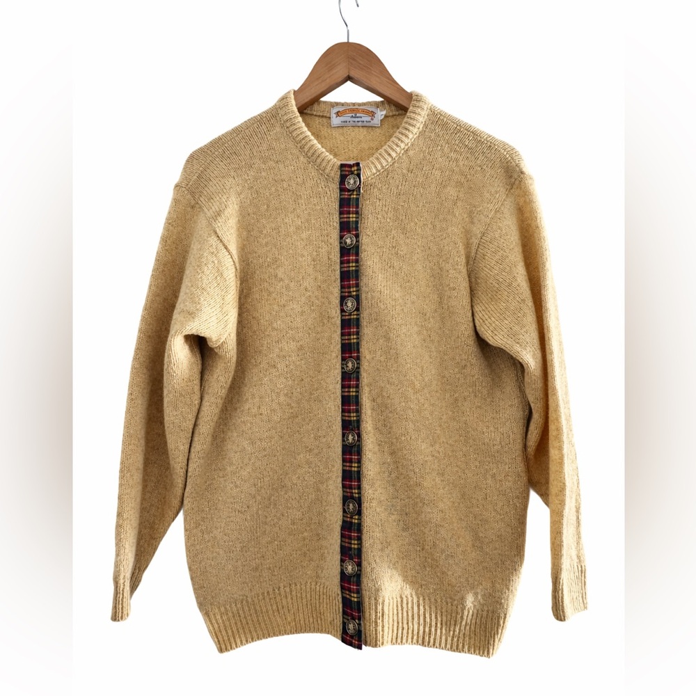 Vintage Heritage Wool Cardigan Tartan Placket